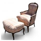 French-style Bergere Armchair + Ottoman