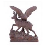 Black Forest Carved Wood Eagle & Deer