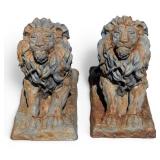 Pair of Cast Iron Garden Lions