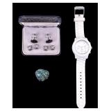 Onyx Cufflink & Set, Michael Kors Silicone Watch