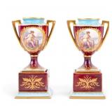 19th C Royal Vienna Porcelain Miniature Urns (2)