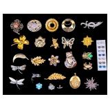 Pearl Earrings and Vintage Brooch Collection