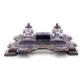 Victorian Lacquer & MOP Desk Set w/ Inkwells