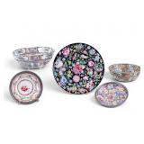 20thC Chinese Famille Rose & Millefleurs Porcelain