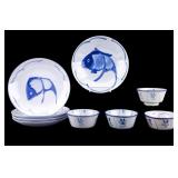 Chinese Republic Era Blue & White Bowls & Plates