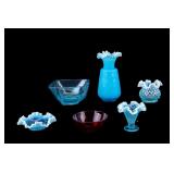 Fenton Satin Cased & Hobnail Glass & More