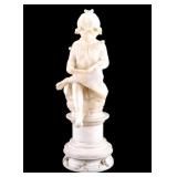 Alabaster Sculpture of Girl Reading Book