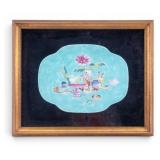 Chinese Porcelain Trivet/Plaque, Framed
