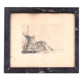 Rembrandt 'The Windmill' Early Lithograph Etching