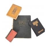 Early 20th C Travel Hardcover Books & Atlas