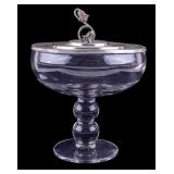 Early Crystal Compote w Buenilum Pewter Lid