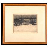 Bridge Etching by T. F. Simon (Czech 1877-1942)