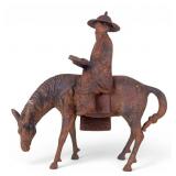 Cast Iron Horse and Rider Garden Statuette