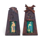 Antique Gilbert Mission Oak Windmill Mantle Clocks