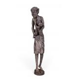 Tall Hand-Carved African Wooden Sculpture