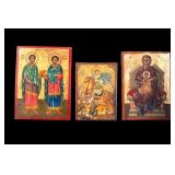 3 Greek Orthodox Icon Paintings on Wood