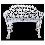 Cast Iron White Garden Bench