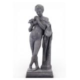 Bronzed Spelter Figural Sculpture Boy w/Flute