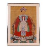 Monumental Framed Chinese Ancestor Watercolor