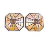 Art Deco Iridescent Slag Glass Lamp Shades (2)