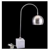 Contemporary Satin Nickel Arc Lamp on Marble Base