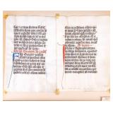 2 Medieval Manuscript Leaves, c. 1450 A.D.