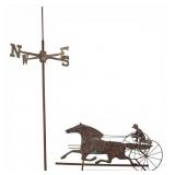 Early Copper Weather Vane, Rider Sulky Horse