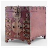 Antique Korean Royal Red Lacquer Cosmetic Box