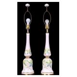 Pair of Vintage Painted Glass Table Lamps