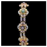 Floral Gemstone and Silver Bracelet