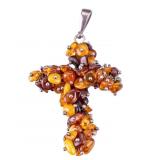 Amber and Sterling Silver Cross