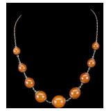 Soviet 875 Silver Amber Graduated Necklace
