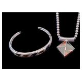 Sterling Cuff Bracelet & Taxco Necklace