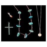 Turquoise and Amber Sterling Jewelry