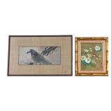 Framed Asian Bird Art Works (2)