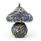 Tiffany-Style Stained Glass Dragonfly Lamp