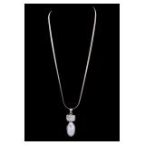 Moonstone Pendant Sterling Herringbone Chain