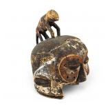 African Suku Carved Wood Helmet Mask