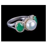 Emerald and Pearl Ring