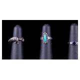 Sterling Silver Rings (3) w/ Accents