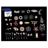 Vintage Rhinestone Brooches and Stick Pins
