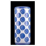 Contemporary Blue & White Ceramic Umbrella Stand