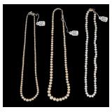 Pearl Necklaces with Gold Clasps