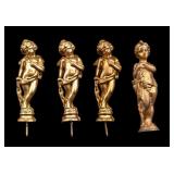 Antique Gilt Bronze Cherub Finials