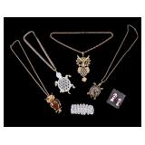 Turtle and Owl Vintage Jewelry