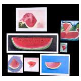 Watermelon Themed Paintings on Board, Some Signed