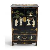 Chinese Lacquer Cabinet MOP & Natural Relief
