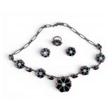 Turquoise Onyx Native American Jewelry Trio