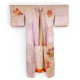 Japanese Silk Kimono w/ Metal Wirework, Embroidery