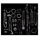 Silver Tone and Black Costume Jewelry